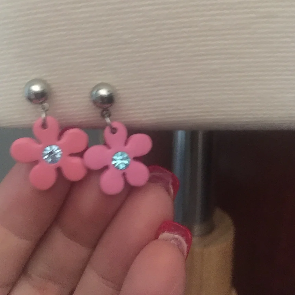 Pink Flower Dangle Earrings